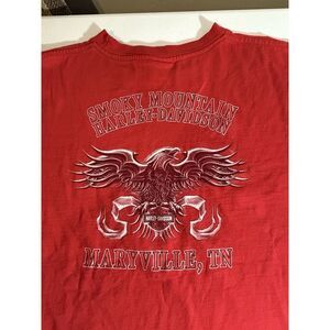 Vintage 2004 Harley Davidson T-Shirt Men's L Red Smoky Mountain Maryville, TN